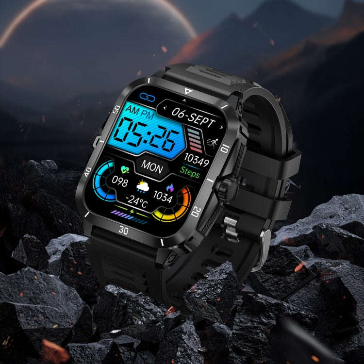 KT71 1.96 inch HD Square Screen Rugged Smart Watch Supports Bluetooth Calls/Sleep Monitoring/Bloo...