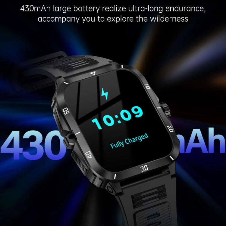 KT71 1.96 inch HD Square Screen Rugged Smart Watch Supports Bluetooth Calls/Sleep Monitoring/Bloo...