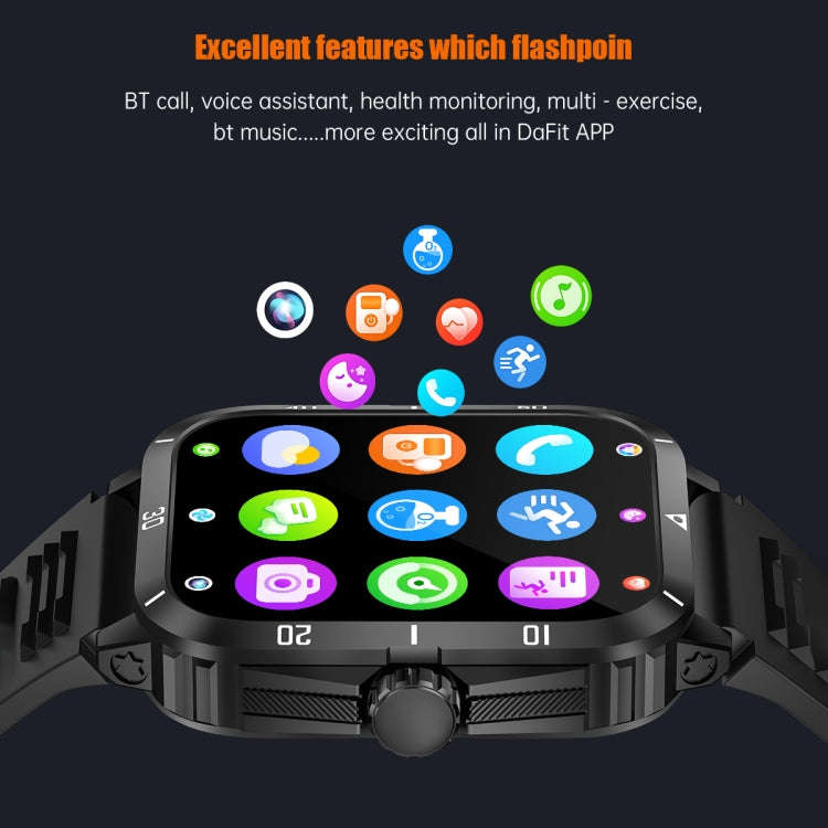 KT71 1.96 inch HD Square Screen Rugged Smart Watch Supports Bluetooth Calls/Sleep Monitoring/Bloo...