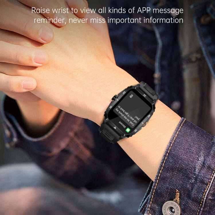 KT71 1.96 inch HD Square Screen Rugged Smart Watch Supports Bluetooth Calls/Sleep Monitoring/Bloo...