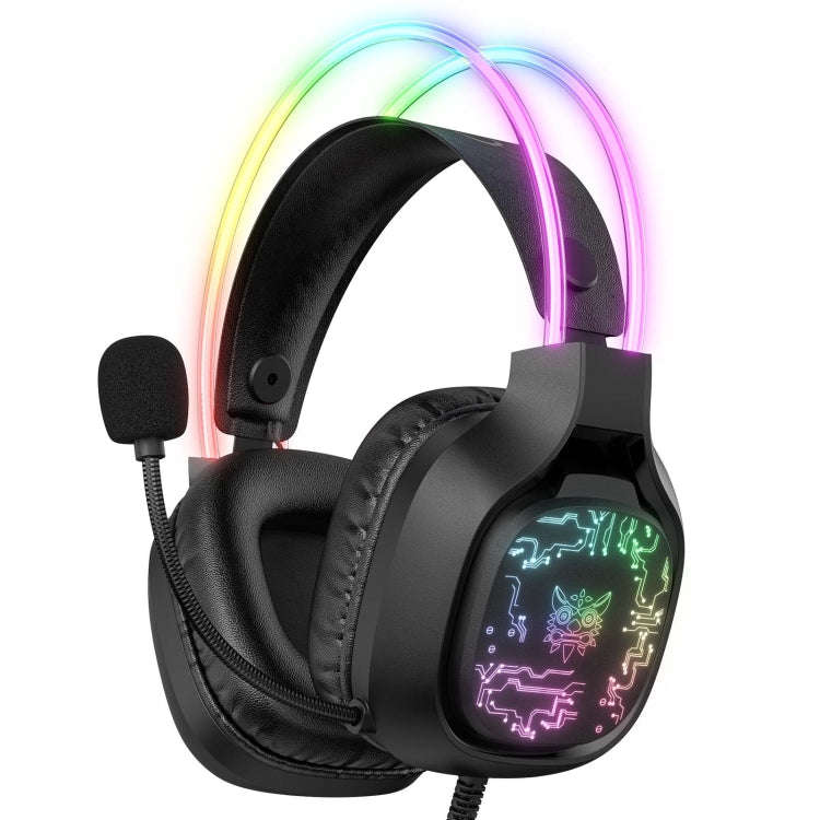 ONIKUMA X22 USB + 3.5mm Colorful Light Wired Gaming Headset with Mic, Cable length: 1.8m(Black)