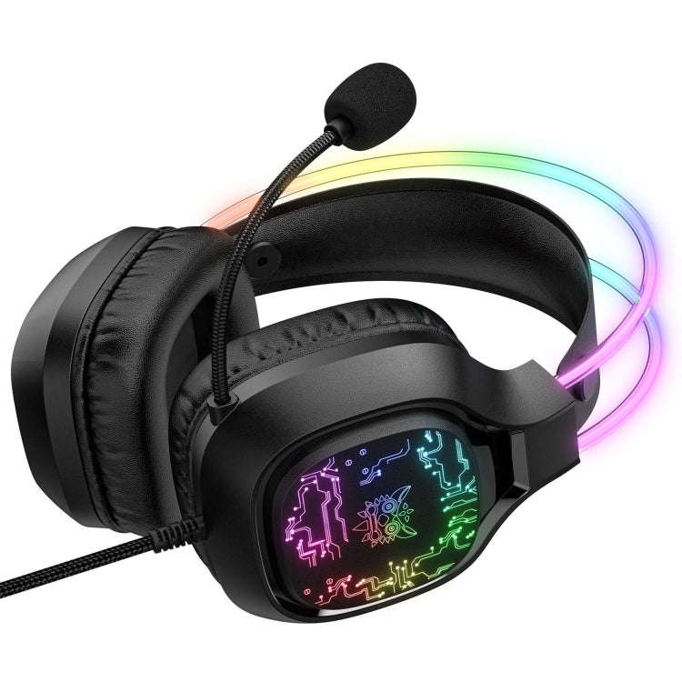 ONIKUMA X22 USB + 3.5mm Colorful Light Wired Gaming Headset with Mic, Cable length: 1.8m(Black)