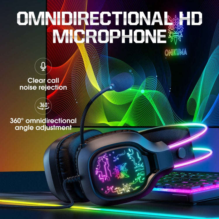 ONIKUMA X22 USB + 3.5mm Colorful Light Wired Gaming Headset with Mic, Cable length: 1.8m(Black)