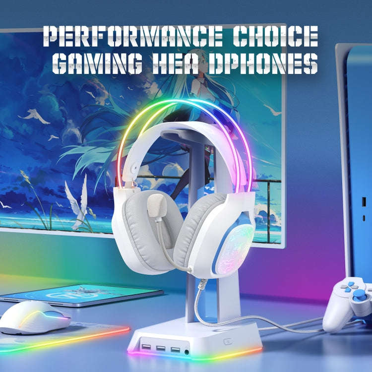 ONIKUMA X22 USB + 3.5mm Colorful Light Wired Gaming Headset with Mic, Cable length: 1.8m(White)