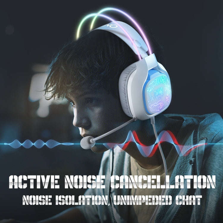 ONIKUMA X22 USB + 3.5mm Colorful Light Wired Gaming Headset with Mic, Cable length: 1.8m(White)