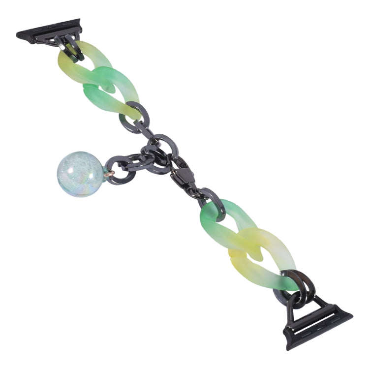 For Apple Watch Series 3 38mm Gradient Resin Chain Watch Band(Green)