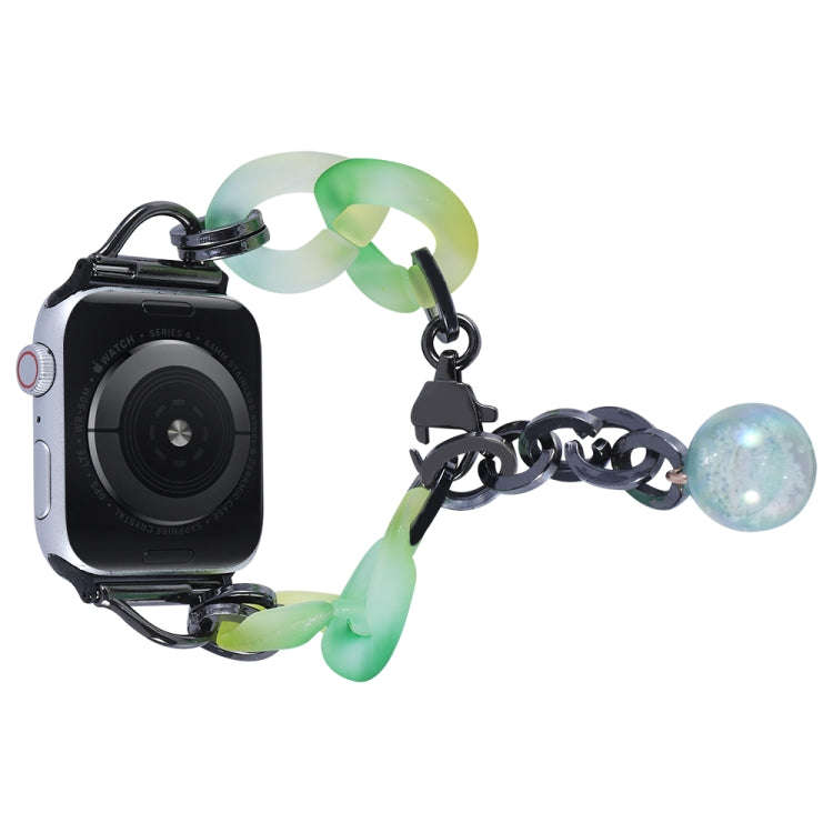 For Apple Watch Series 3 38mm Gradient Resin Chain Watch Band(Green)