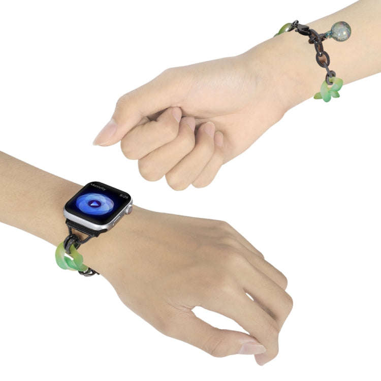 For Apple Watch Series 3 38mm Gradient Resin Chain Watch Band(Green)