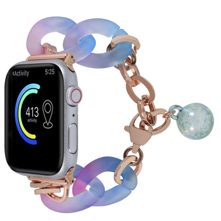 For Apple Watch Series 3 38mm Gradient Resin Chain Watch Band(Blue)