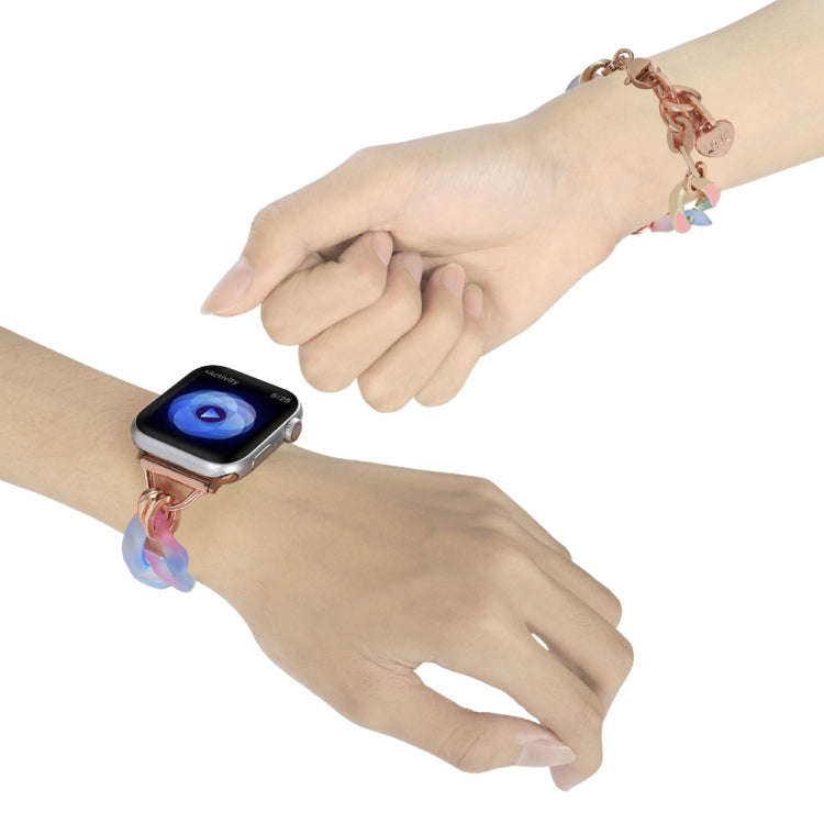 For Apple Watch Series 3 38mm Gradient Resin Chain Watch Band(Blue)