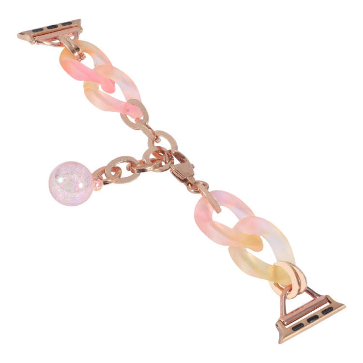 For Apple Watch 38mm Gradient Resin Chain Watch Band(Pink)