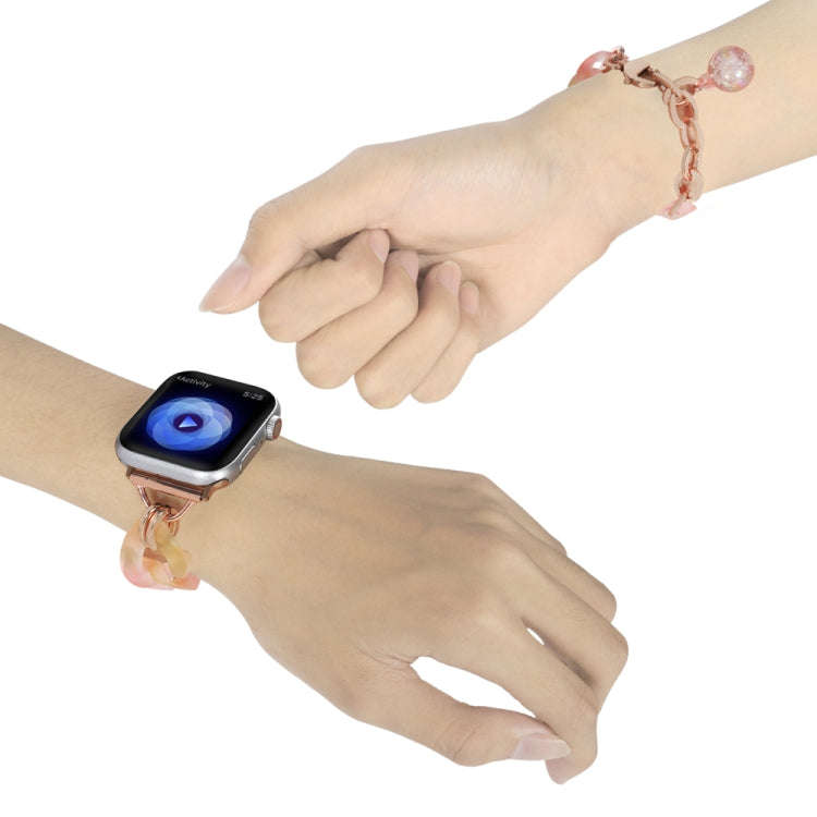 For Apple Watch 38mm Gradient Resin Chain Watch Band(Pink)