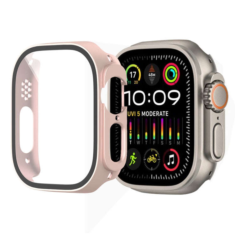 For Apple Watch Ultra 2 / Ultra 49mm Painting PC Hybrid Tempered Film Integrated Watch Case(Rose ...