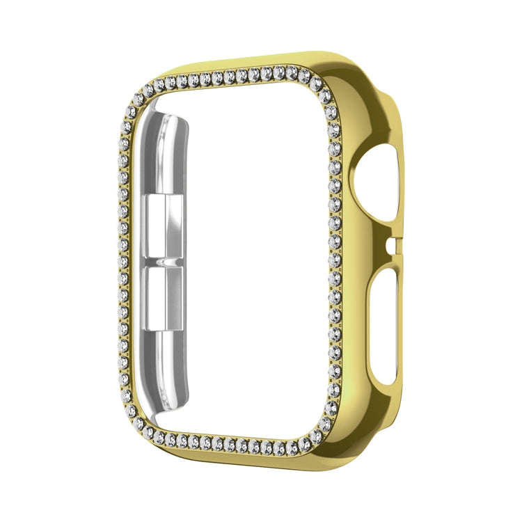For Apple Watch Series 9 / 8 / 7 41mm Plating Row Diamond Hollow PC Watch Case(Gold)