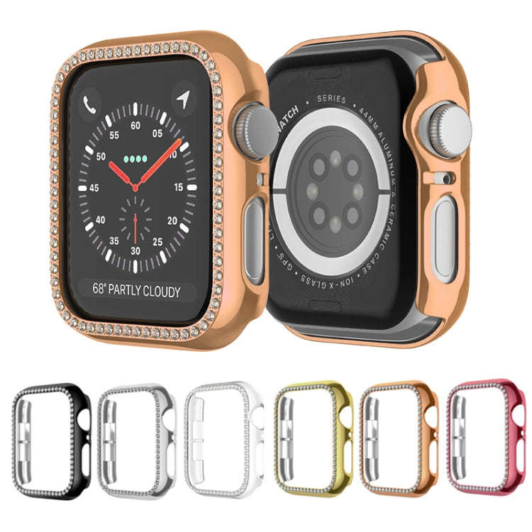 For Apple Watch Series 9 / 8 / 7 45mm Plating Row Diamond Hollow PC Watch Case(Silver)