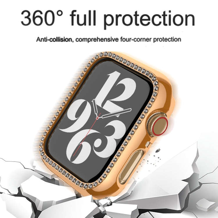 For Apple Watch Series 9 / 8 / 7 41mm Plating Row Diamond Hollow PC Watch Case(Silver)