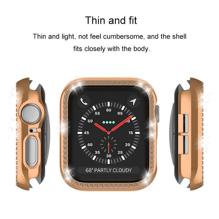 For Apple Watch Series 9 / 8 / 7 41mm Plating Row Diamond Hollow PC Watch Case(Silver)