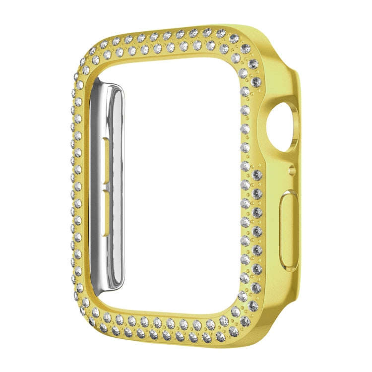 For Apple Watch Series 9 / 8 / 7 45mm Plating Dual-Row Diamond Hollow PC Watch Case(Gold)