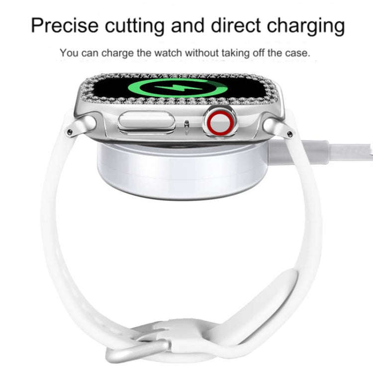 For Apple Watch Series 9 / 8 / 7 45mm Plating Dual-Row Diamond Hollow PC Watch Case(Silver)