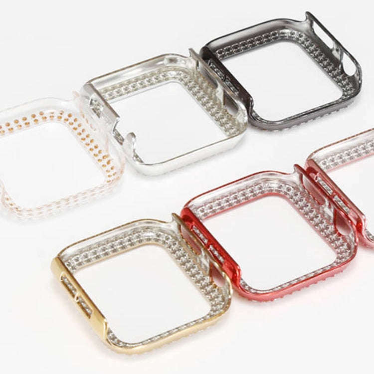 For Apple Watch Series 9 / 8 / 7 45mm Plating Dual-Row Diamond Hollow PC Watch Case(Silver)