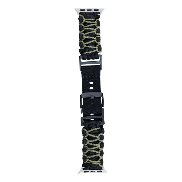 For Apple Watch SE 2023 40mm Dual-layer Braided Paracord Buckle Watch Band(Black Army Green)