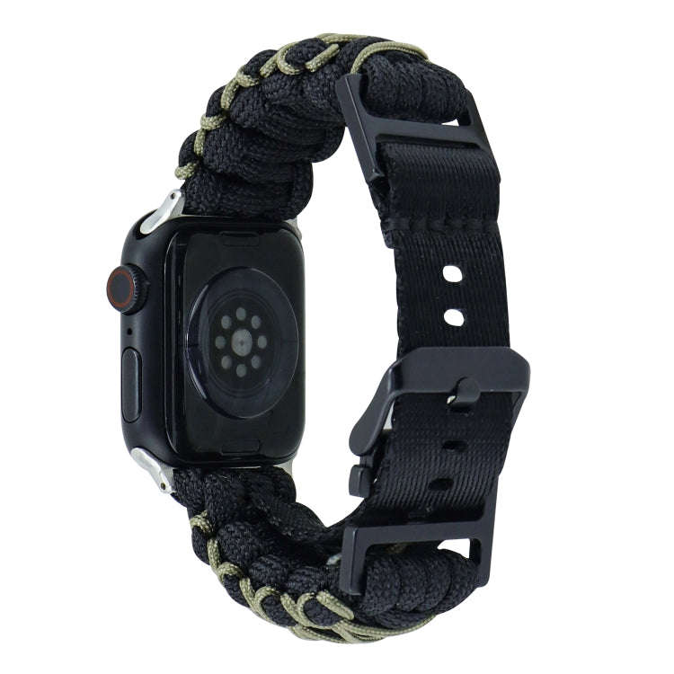 For Apple Watch SE 2023 40mm Dual-layer Braided Paracord Buckle Watch Band(Black Army Green)