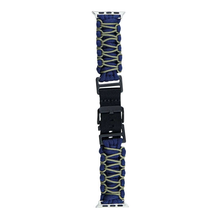 For Apple Watch Series 6 40mm Dual-layer Braided Paracord Buckle Watch Band(Navy Army Green)