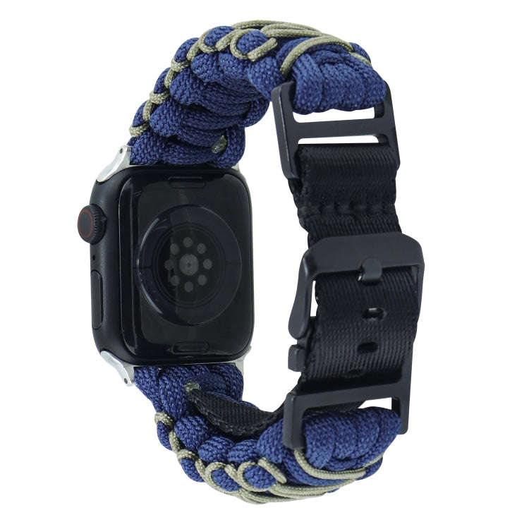 For Apple Watch Series 6 40mm Dual-layer Braided Paracord Buckle Watch Band(Navy Army Green)