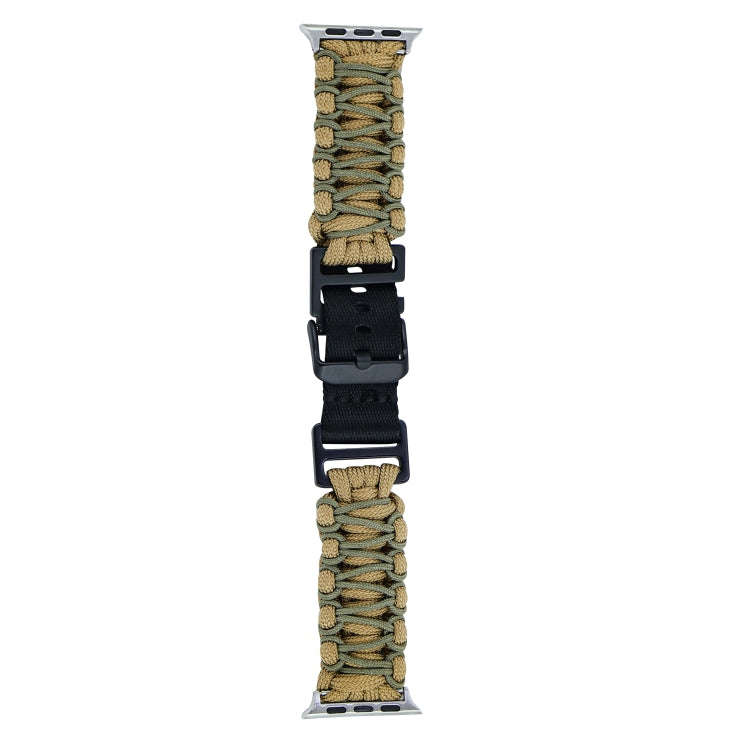 For Apple Watch Series 6 40mm Dual-layer Braided Paracord Buckle Watch Band(Khaki Army Green)