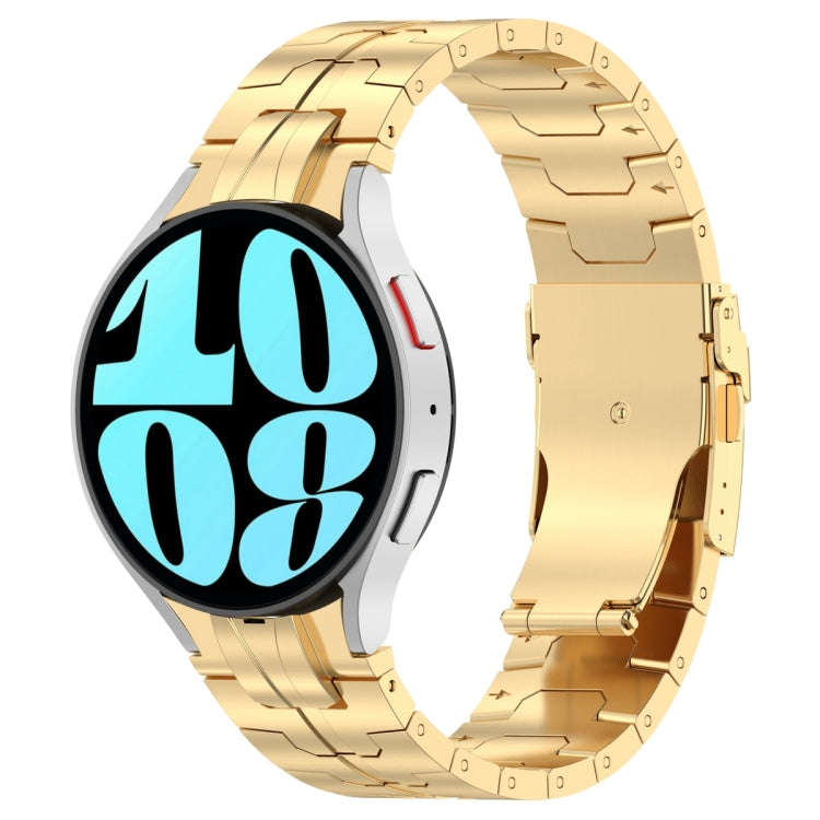 For Samsung Galaxy Watch 6 / 6 Classic Button Style Stainless Steel Watch Band(Gold)