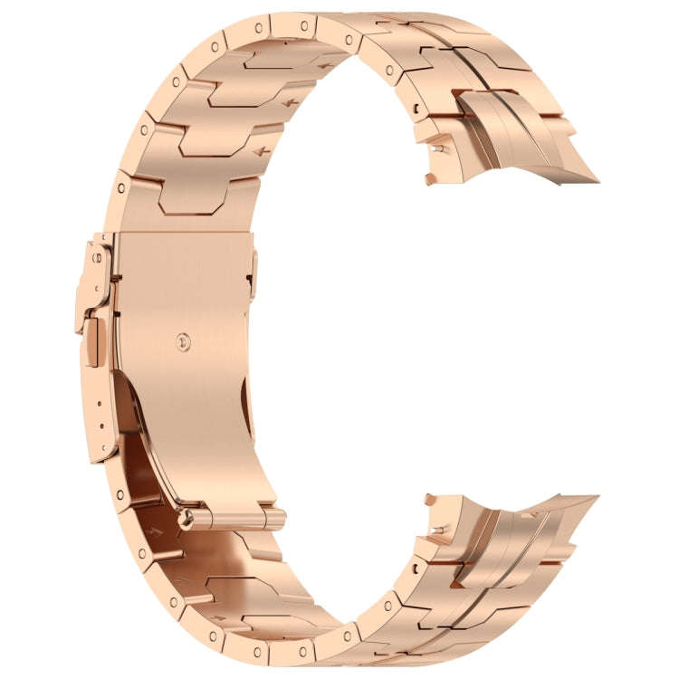 For Samsung Galaxy Watch 6 / 6 Classic Button Style Stainless Steel Watch Band(Rose Gold)