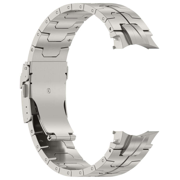 For Samsung Galaxy Watch 6 / 6 Classic Button Style Stainless Steel Watch Band(Titanium Color)
