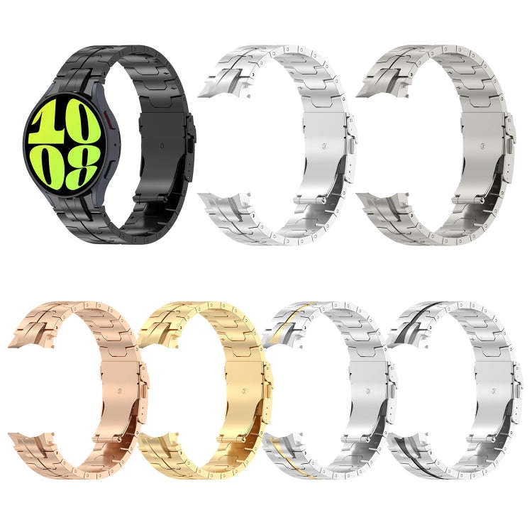For Samsung Galaxy Watch 6 / 6 Classic Button Style Stainless Steel Watch Band(Titanium Color)