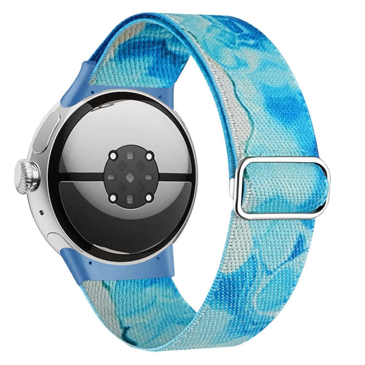 For Google Pixel Watch 2 / Pixel Watch Painted Colorful Nylon Watch Band(Ocean Blue)