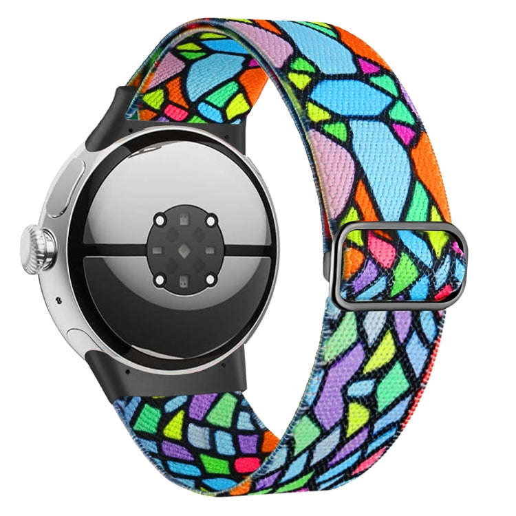 For Google Pixel Watch 2 / Pixel Watch Painted Colorful Nylon Watch Band(Geometric Rainbow)