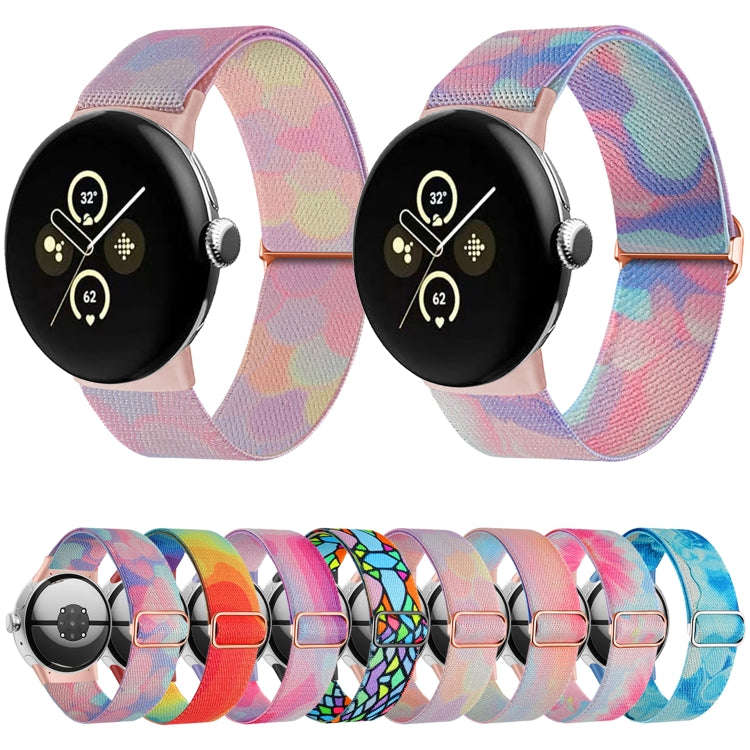For Google Pixel Watch 2 / Pixel Watch Painted Colorful Nylon Watch Band(Ocean Blue)