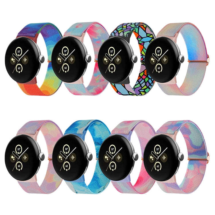 For Google Pixel Watch 2 / Pixel Watch Painted Colorful Nylon Watch Band(Symphony Aurora)