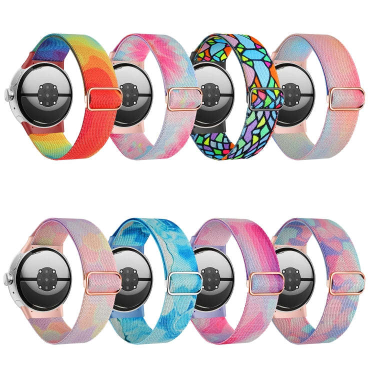For Google Pixel Watch 2 / Pixel Watch Painted Colorful Nylon Watch Band(Symphony Aurora)
