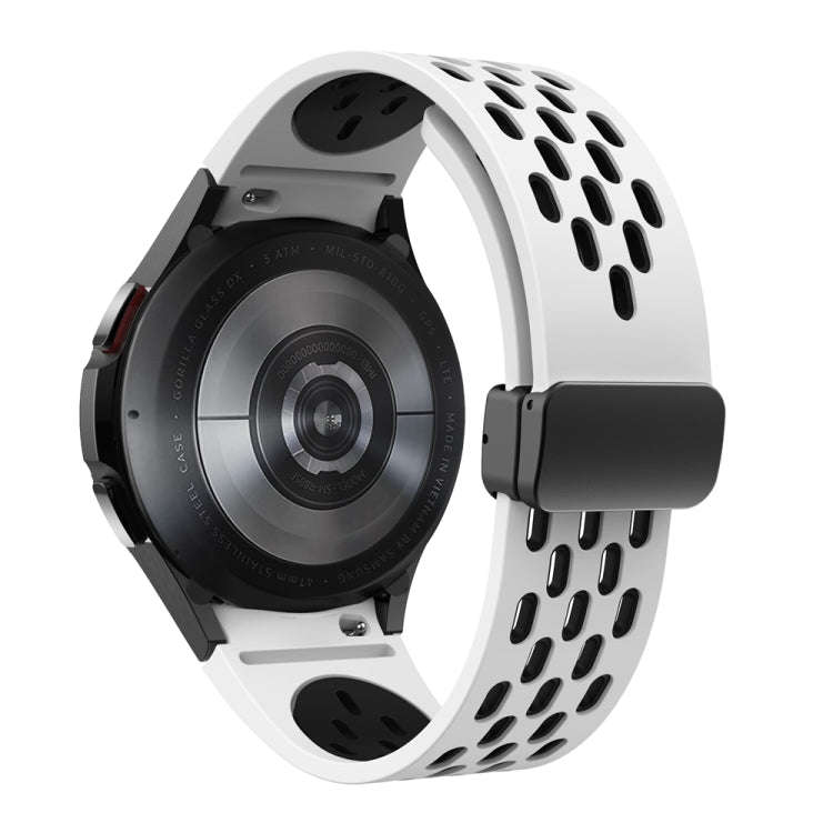 For Samsung Galaxy Watch 6 / 6 Classic Two Color Magnetic Folding Black Buckle Watch Band(White B...