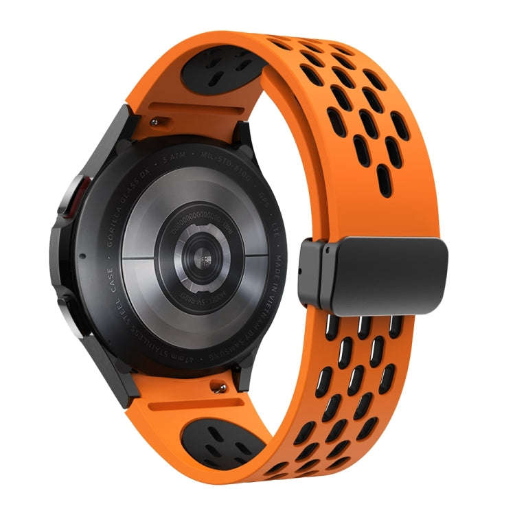 For Samsung Galaxy Watch 6 / 6 Classic Two Color Magnetic Folding Black Buckle Watch Band(Orange ...