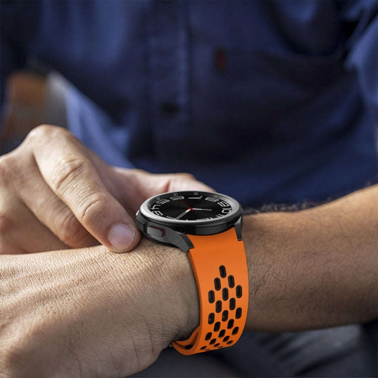 For Samsung Galaxy Watch 6 / 6 Classic Two Color Magnetic Folding Black Buckle Watch Band(Orange ...