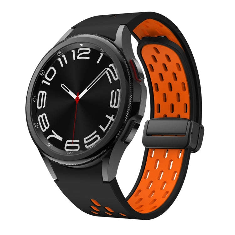 For Samsung Galaxy Watch 6 / 6 Classic Two Color Magnetic Folding Black Buckle Watch Band(Black O...