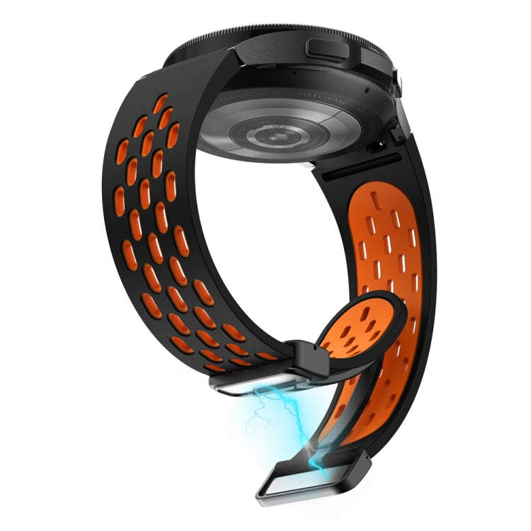 For Samsung Galaxy Watch 6 / 6 Classic Two Color Magnetic Folding Black Buckle Watch Band(Black O...