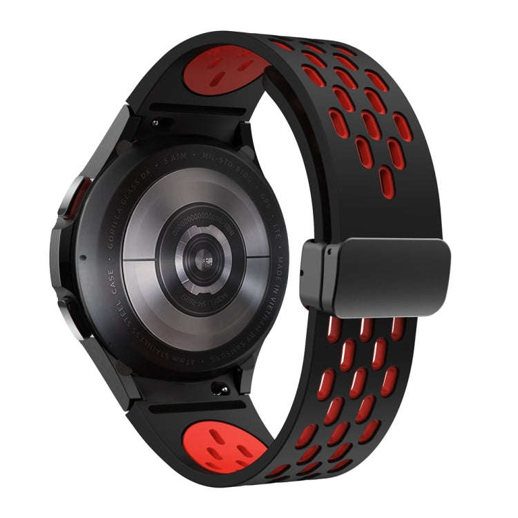 For Samsung Galaxy Watch 6 / 6 Classic Two Color Magnetic Folding Black Buckle Watch Band(Black Red)