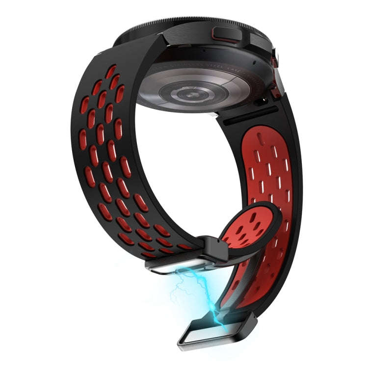 For Samsung Galaxy Watch 6 / 6 Classic Two Color Magnetic Folding Black Buckle Watch Band(Black Red)