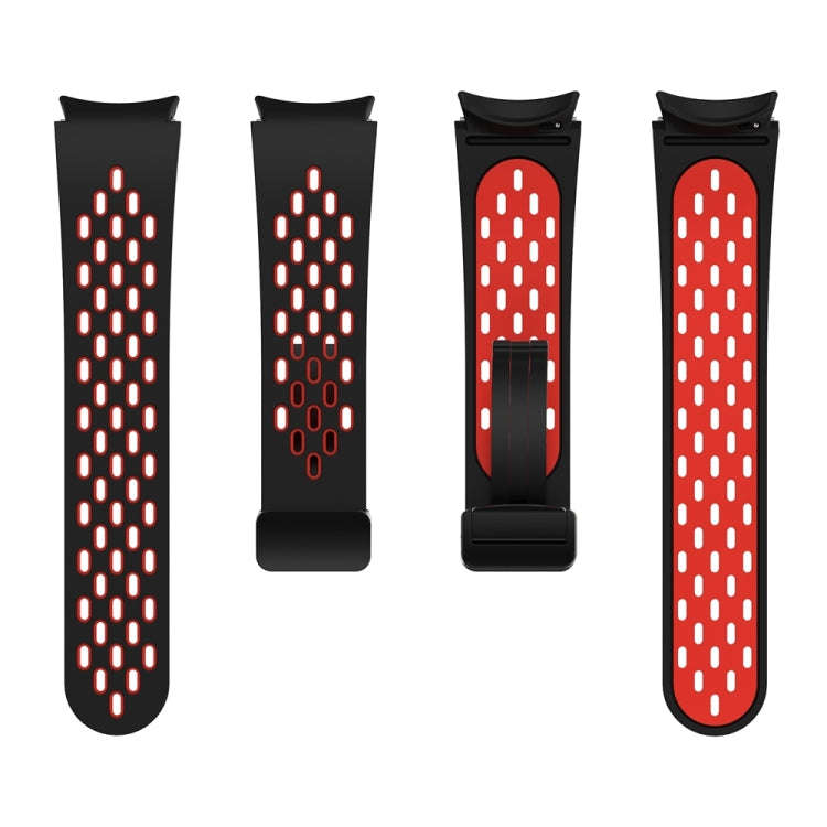For Samsung Galaxy Watch 6 / 6 Classic Two Color Magnetic Folding Black Buckle Watch Band(Black Red)