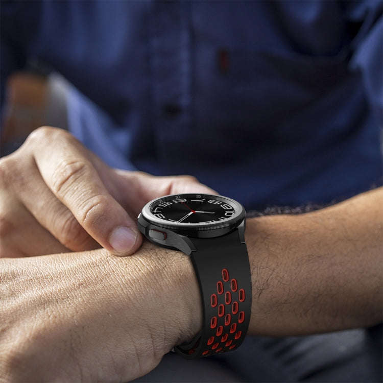 For Samsung Galaxy Watch 6 / 6 Classic Two Color Magnetic Folding Black Buckle Watch Band(Black Red)