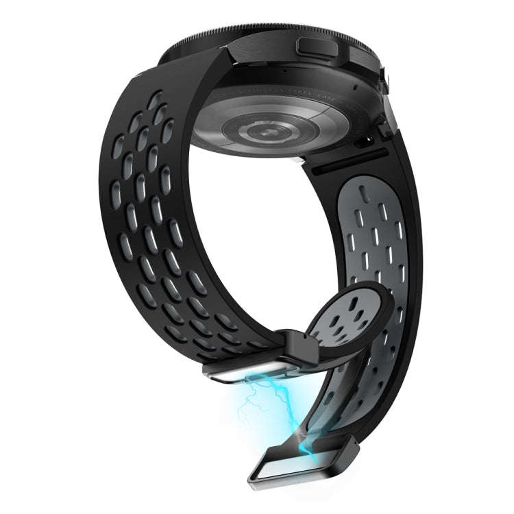 For Samsung Galaxy Watch 6 / 6 Classic Two Color Magnetic Folding Black Buckle Watch Band(Black G...