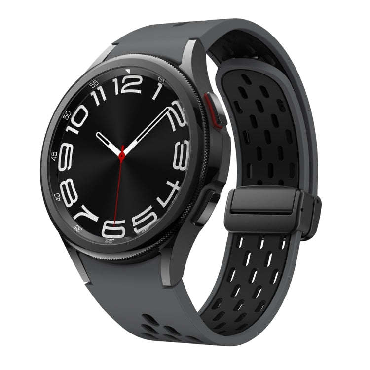For Samsung Galaxy Watch 6 / 6 Classic Two Color Magnetic Folding Black Buckle Watch Band(Dark Bl...