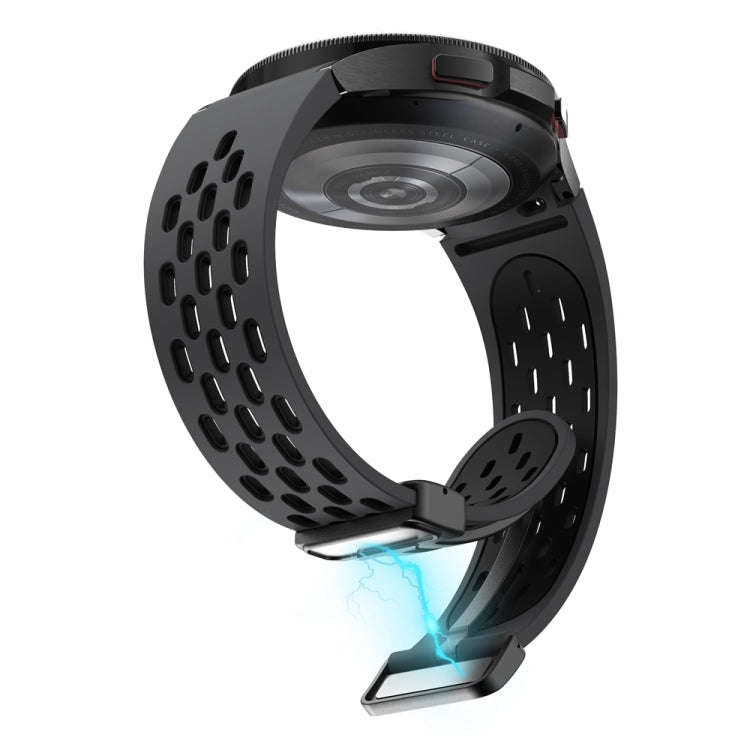 For Samsung Galaxy Watch 6 / 6 Classic Two Color Magnetic Folding Black Buckle Watch Band(Dark Bl...